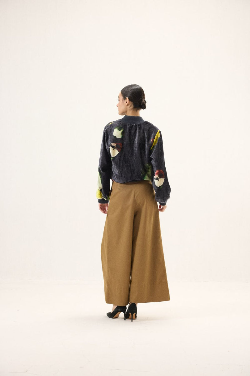 Graphite Bomber Jacket by Khara Kapas in black for women Worldwide