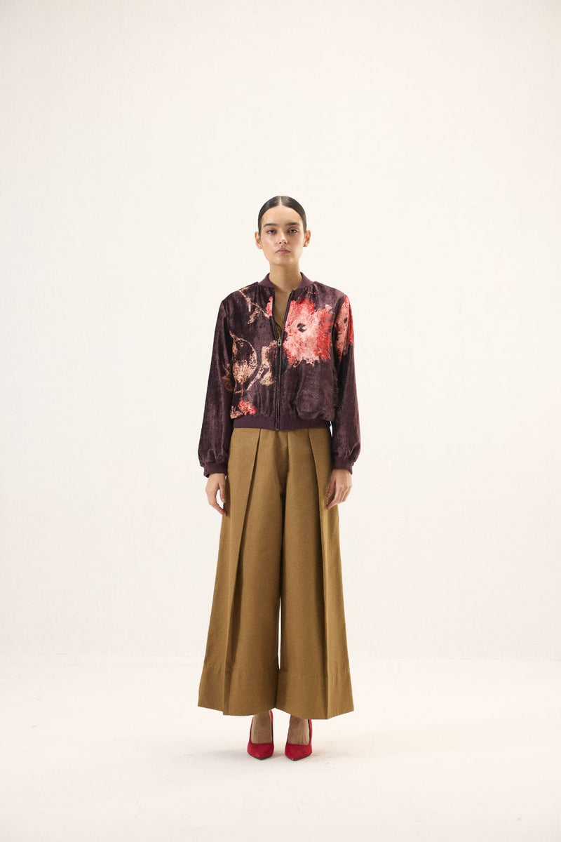 Plum Blossom Bomber Jacket by Khara Kapas in purple for women Worldwide