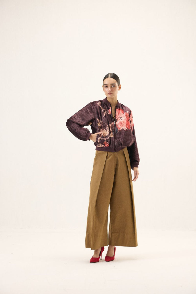 Plum Blossom Bomber Jacket by Khara Kapas in purple for women Worldwide