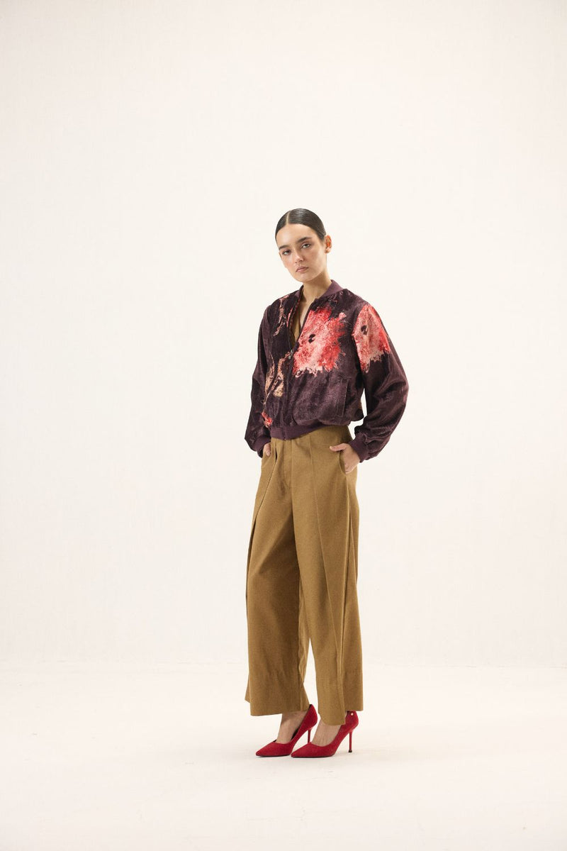 Plum Blossom Bomber Jacket by Khara Kapas in purple for women Worldwide