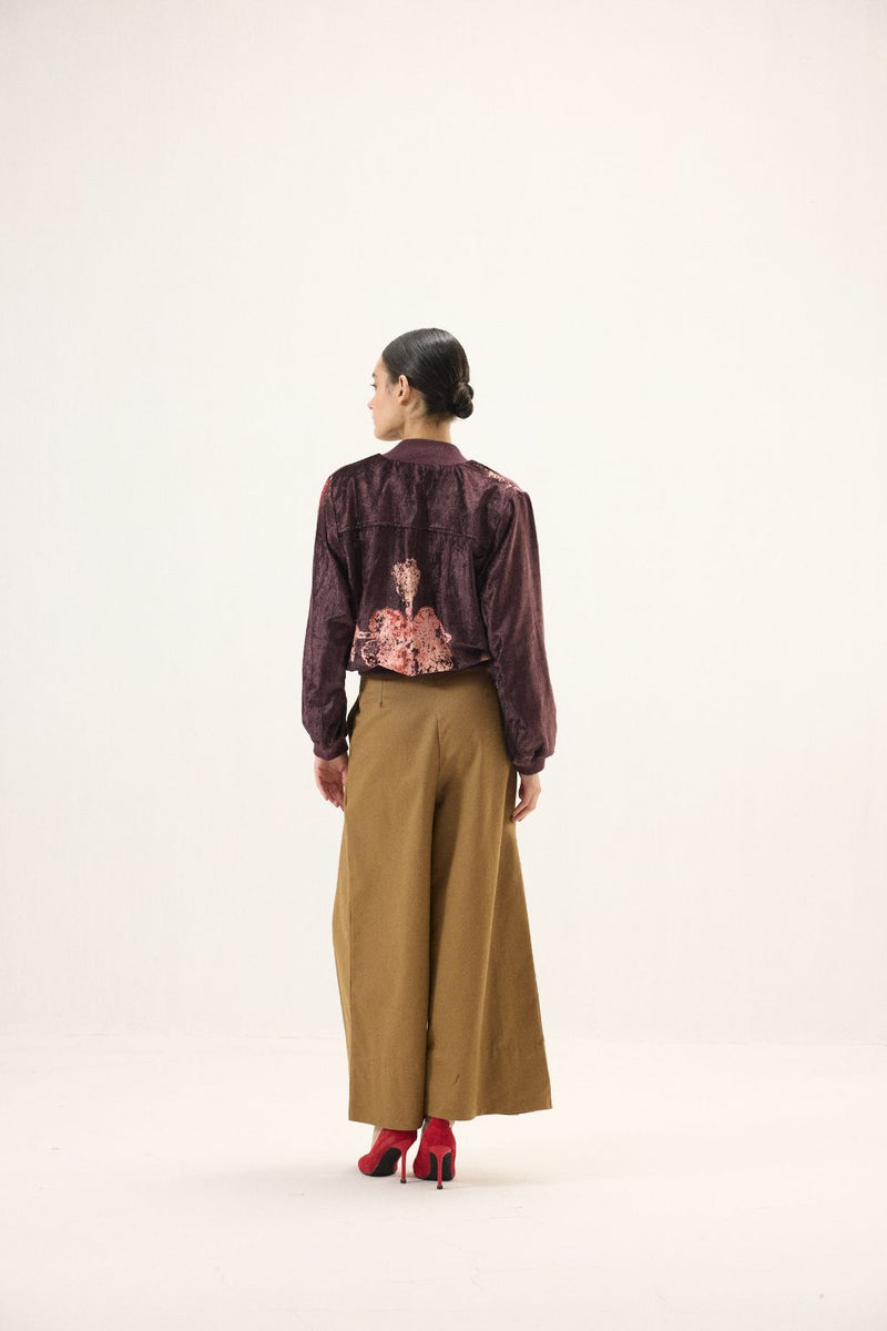 Plum Blossom Bomber Jacket by Khara Kapas in purple for women Worldwide