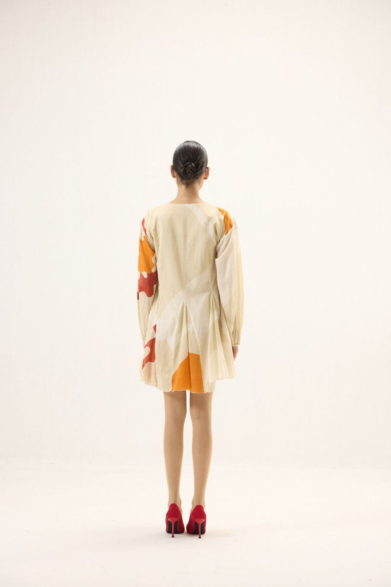 Apricot Dress mulmul by Khara Kapas in ivory for women Worldwide