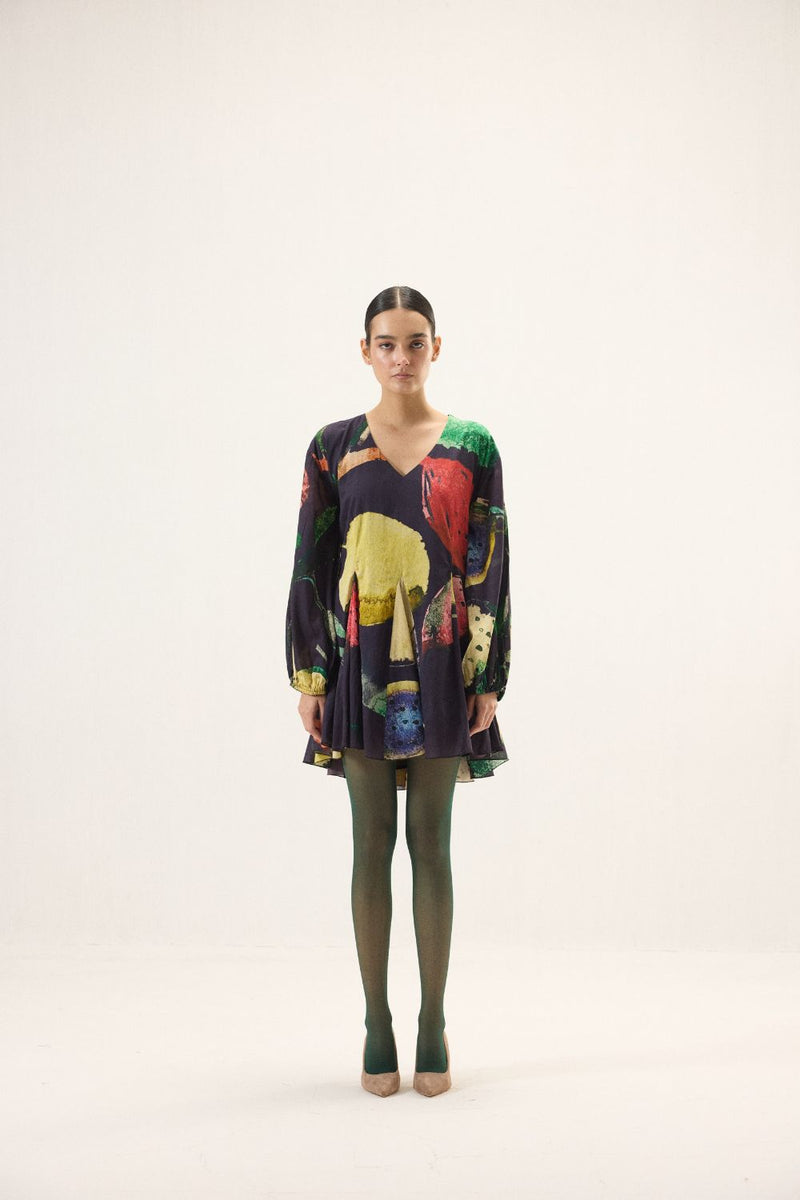 Grape Dress mulmul by Khara Kapas in multi for women Worldwide