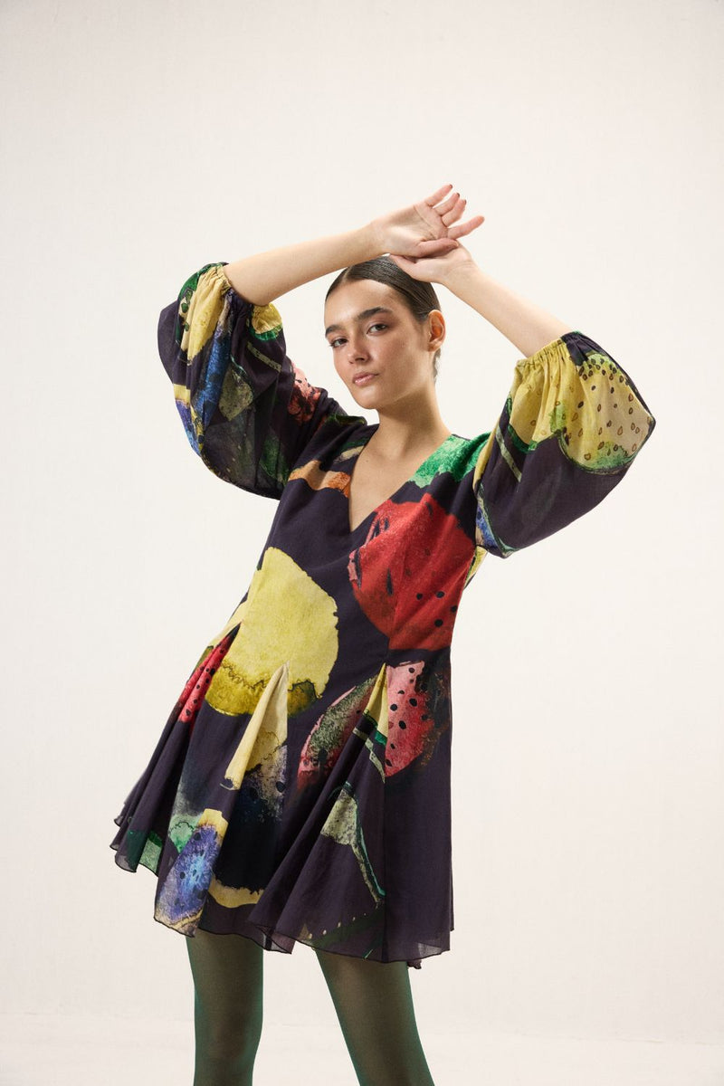 Grape Dress mulmul by Khara Kapas in multi for women Worldwide