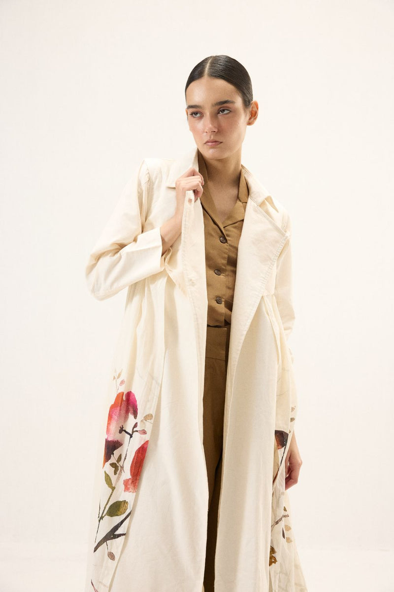 Maison Trench Coat mulmul by Khara Kapas in ivory for women Worldwide