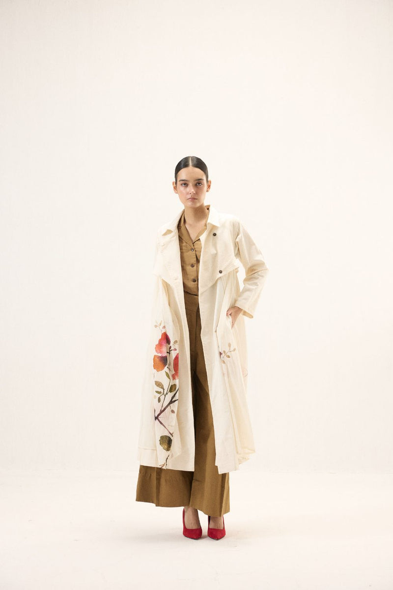 Maison Trench Coat mulmul by Khara Kapas in ivory for women Worldwide