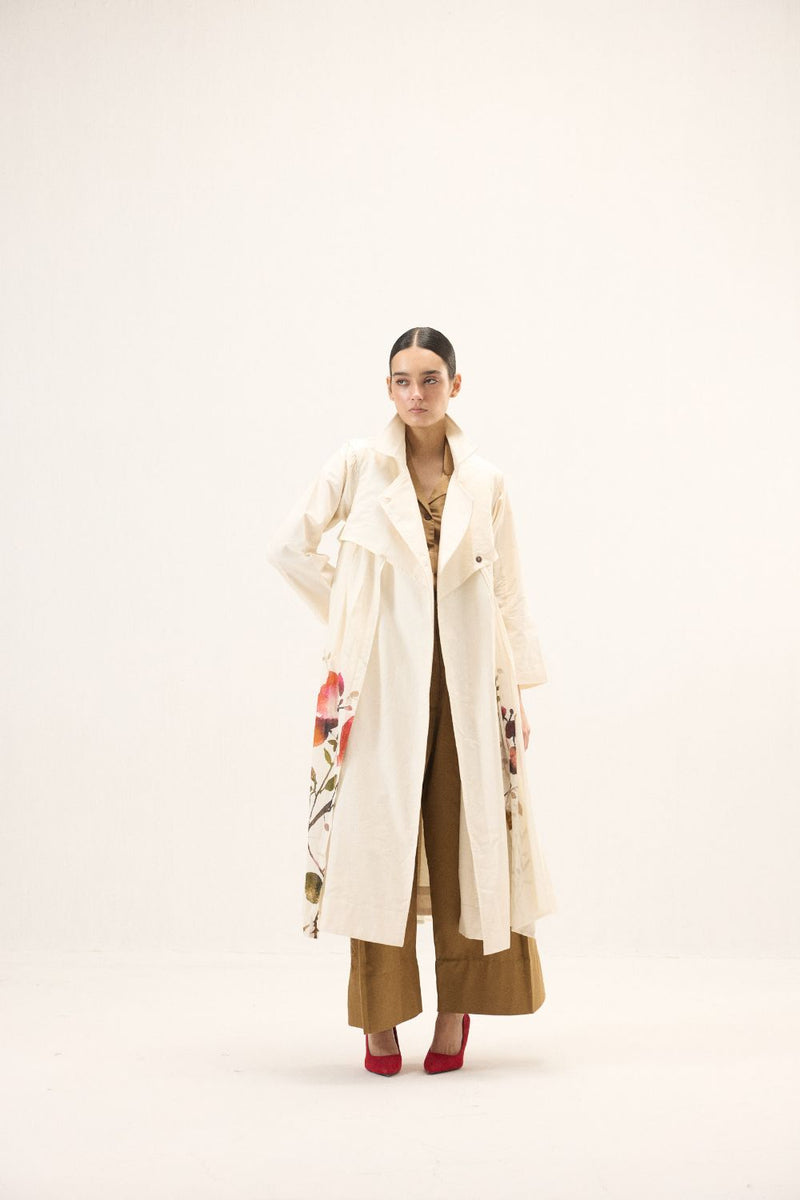 Maison Trench Coat mulmul by Khara Kapas in ivory for women Worldwide