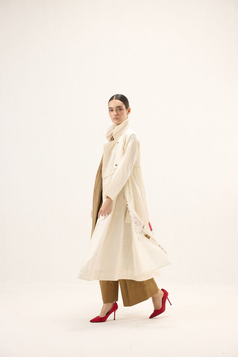 Maison Trench Coat mulmul by Khara Kapas in ivory for women Worldwide