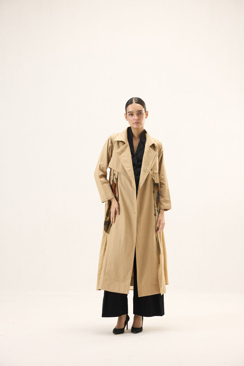 Bare Earth Trench Coat mulmul by Khara Kapas for women Worldwide