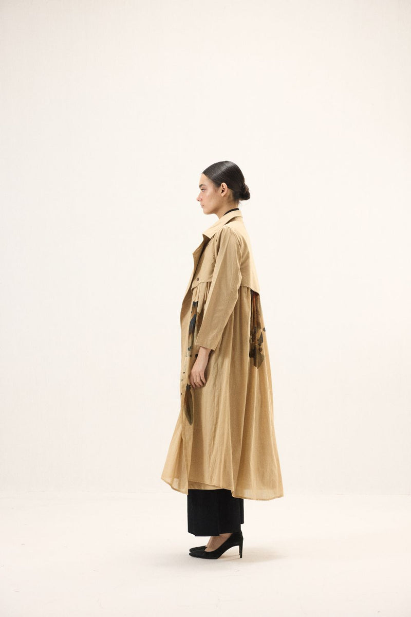 Bare Earth Trench Coat mulmul by Khara Kapas for women Worldwide