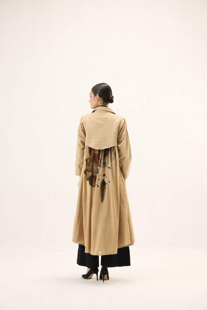 Bare Earth Trench Coat mulmul by Khara Kapas for women Worldwide
