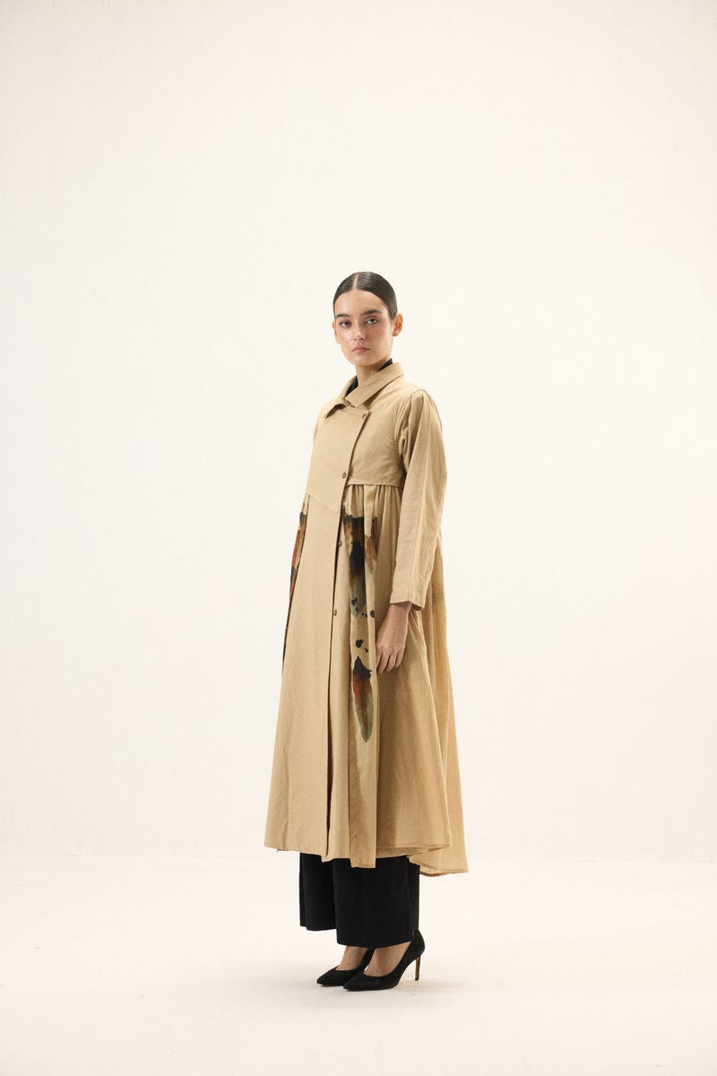 Bare Earth Trench Coat mulmul by Khara Kapas for women Worldwide