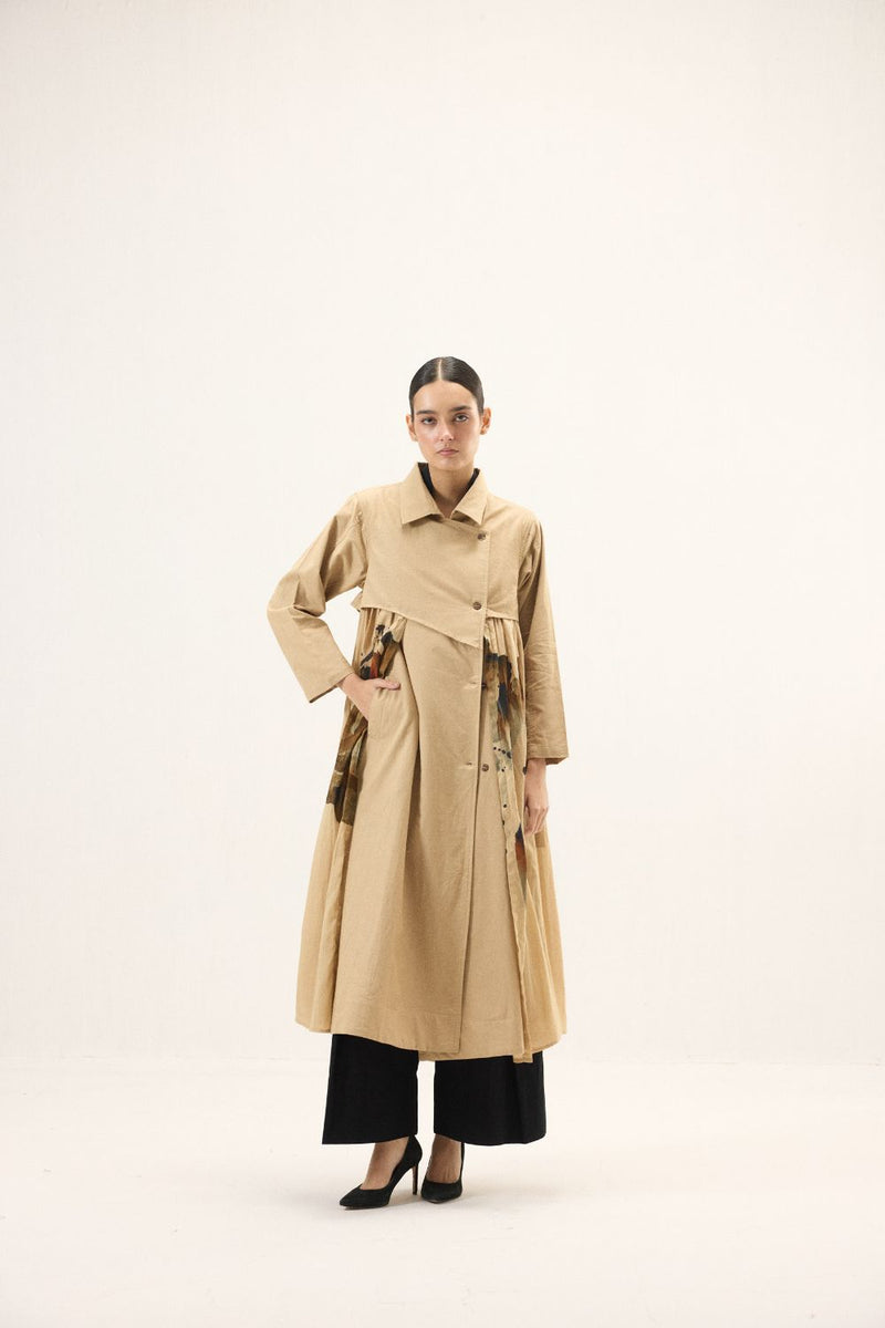 Bare Earth Trench Coat mulmul by Khara Kapas for women Worldwide