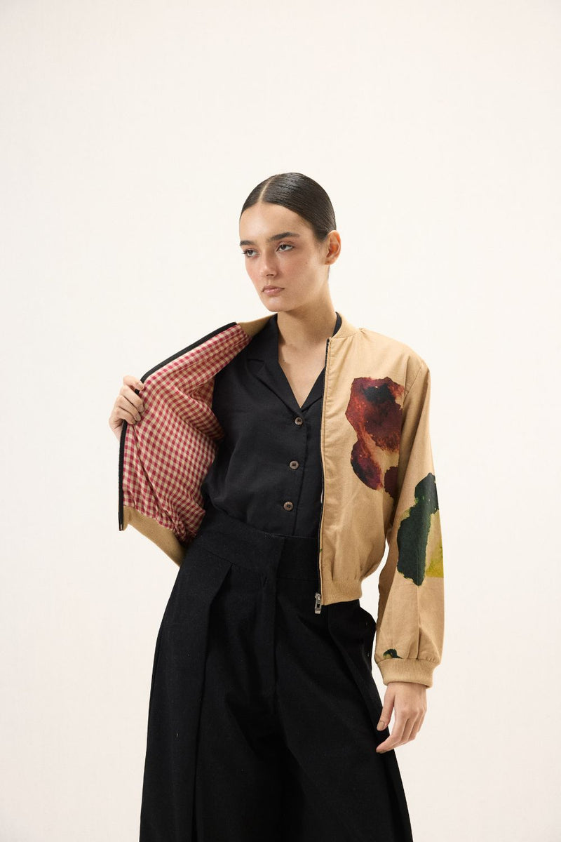 Sunstone Bomber Jacket mulmul by Khara Kapas for women Worldwide