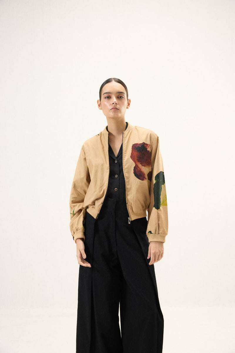 Sunstone Bomber Jacket mulmul by Khara Kapas for women Worldwide