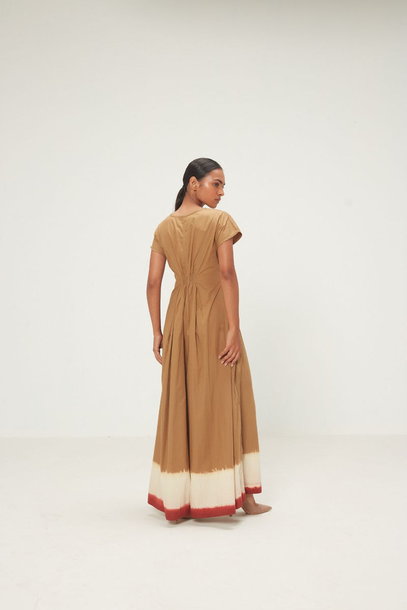 Mrida Jumpsuit poplin by Khara Kapas in khaki brrown for women Worldwide