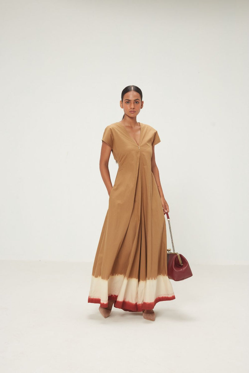 Mrida Jumpsuit poplin by Khara Kapas in khaki brrown for women Worldwide