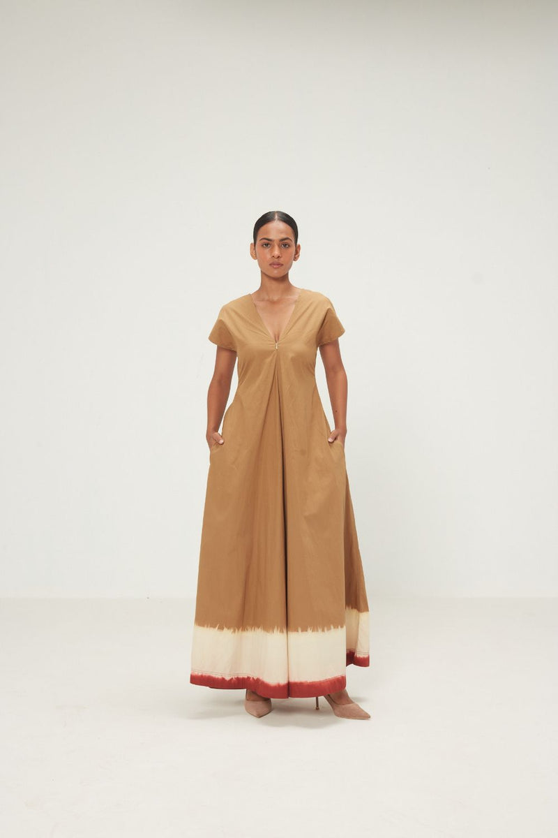 Mrida Jumpsuit poplin by Khara Kapas in khaki brrown for women Worldwide