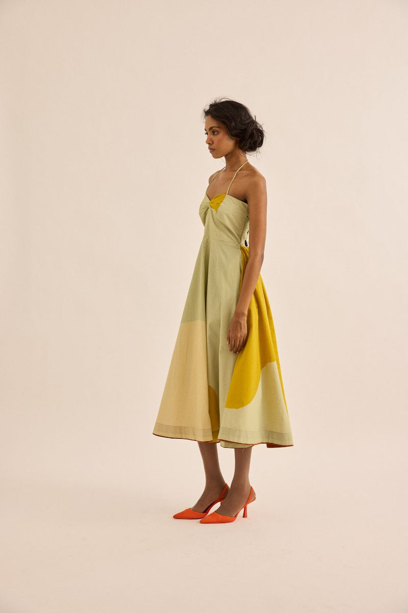Pickle Dress mul by Khara Kapas in green for women Worldwide