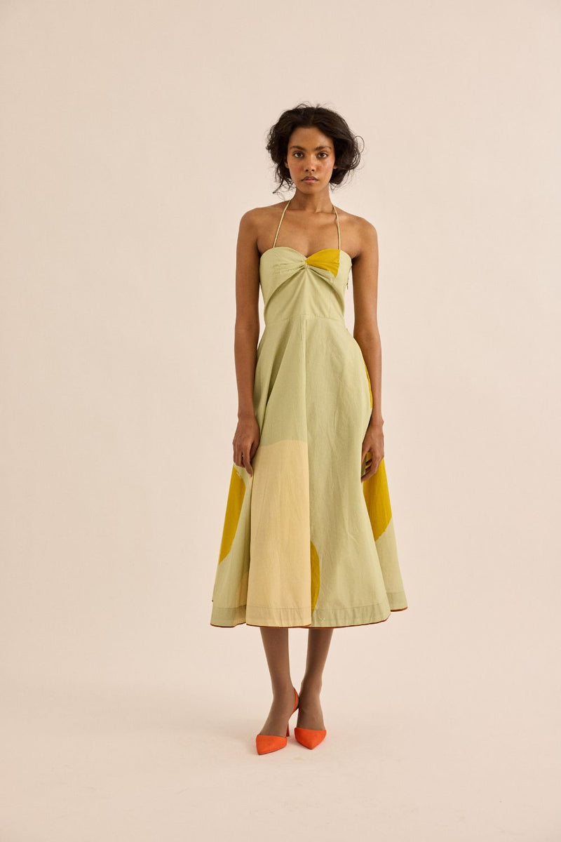 Pickle Dress mul by Khara Kapas in green for women Worldwide