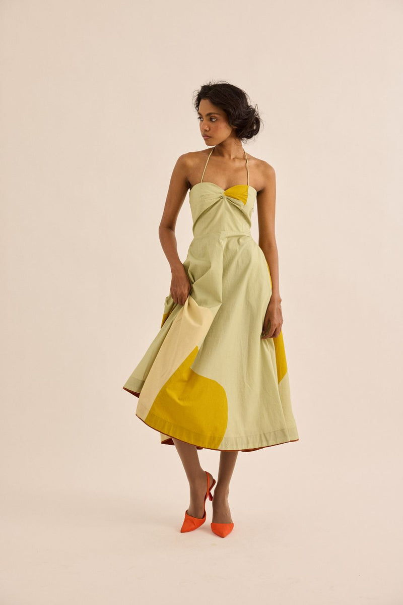 Pickle Dress mul by Khara Kapas in green for women Worldwide