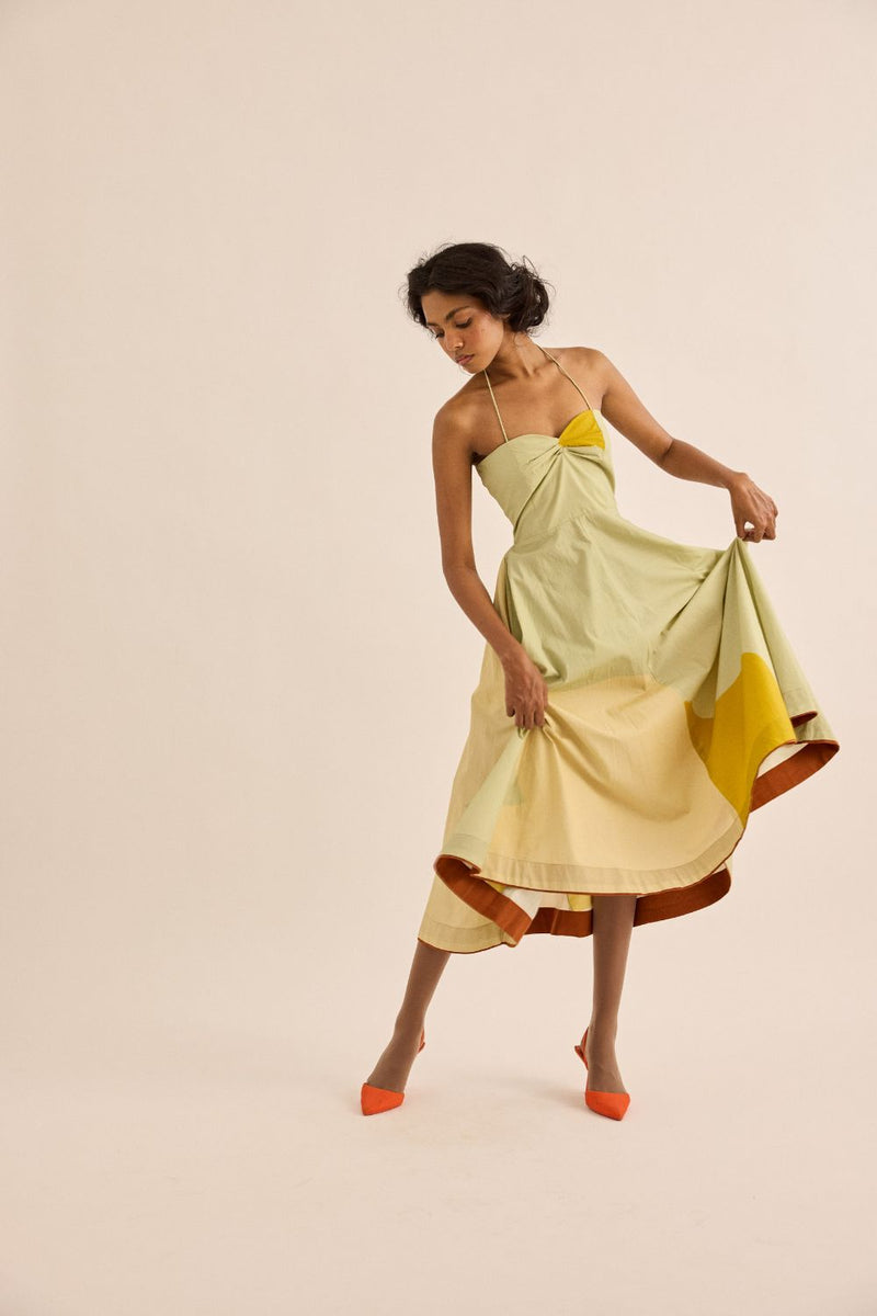 Pickle Dress mul by Khara Kapas in green for women Worldwide