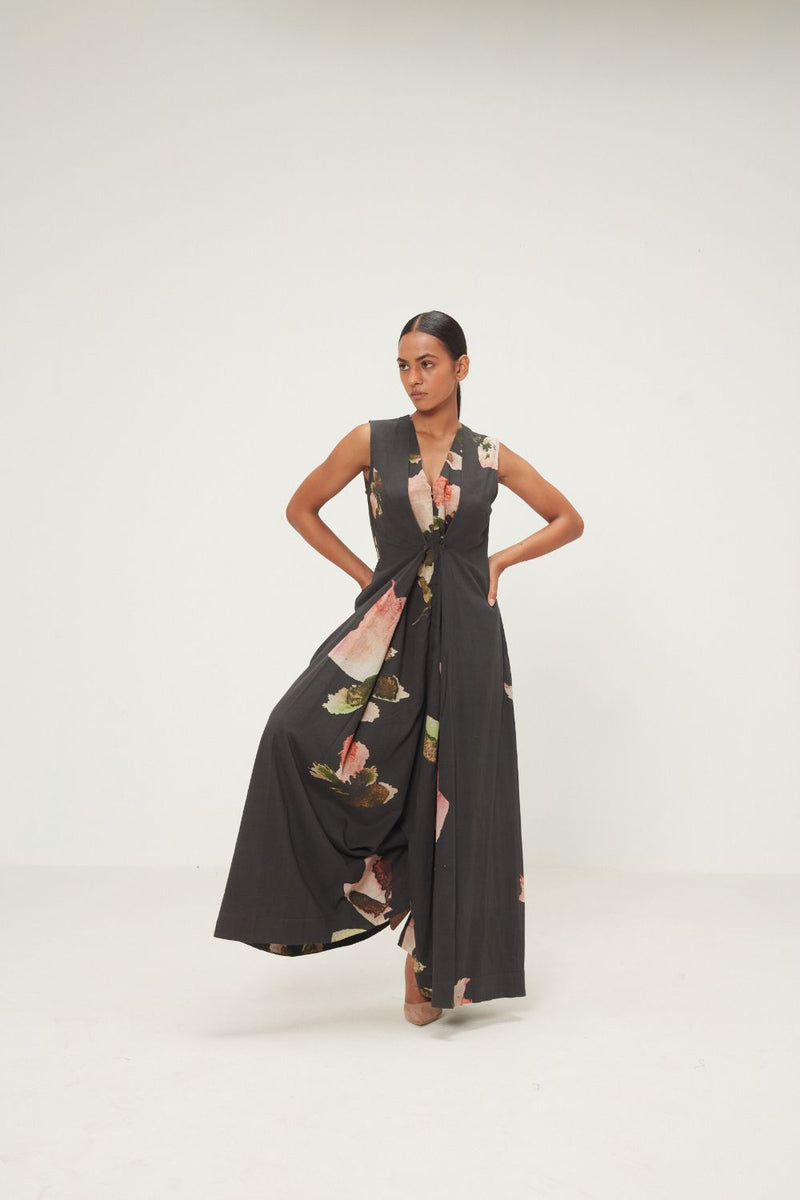 Dry Ash Jumpsuit mul by Khara Kapas in charcoal for women Worldwide