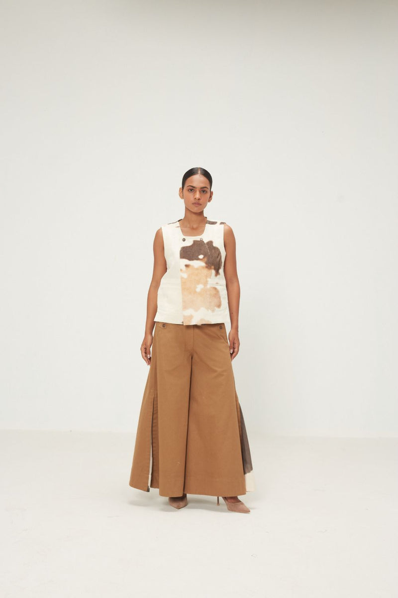 Earth Brown Pants twill by Khara Kapas in brown for women Worldwide