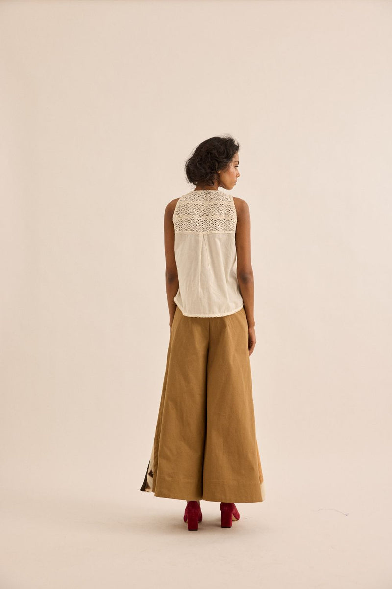 Earth Brown Pants twill by Khara Kapas in brown for women Worldwide