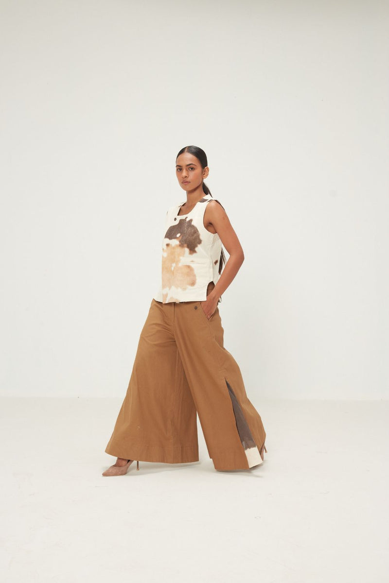 Earth Brown Pants twill by Khara Kapas in brown for women Worldwide