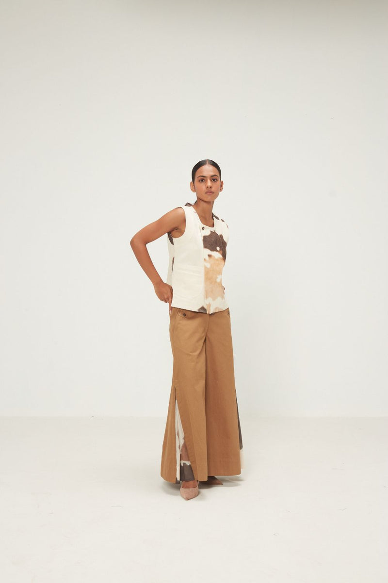 Earth Brown Pants twill by Khara Kapas in brown for women Worldwide