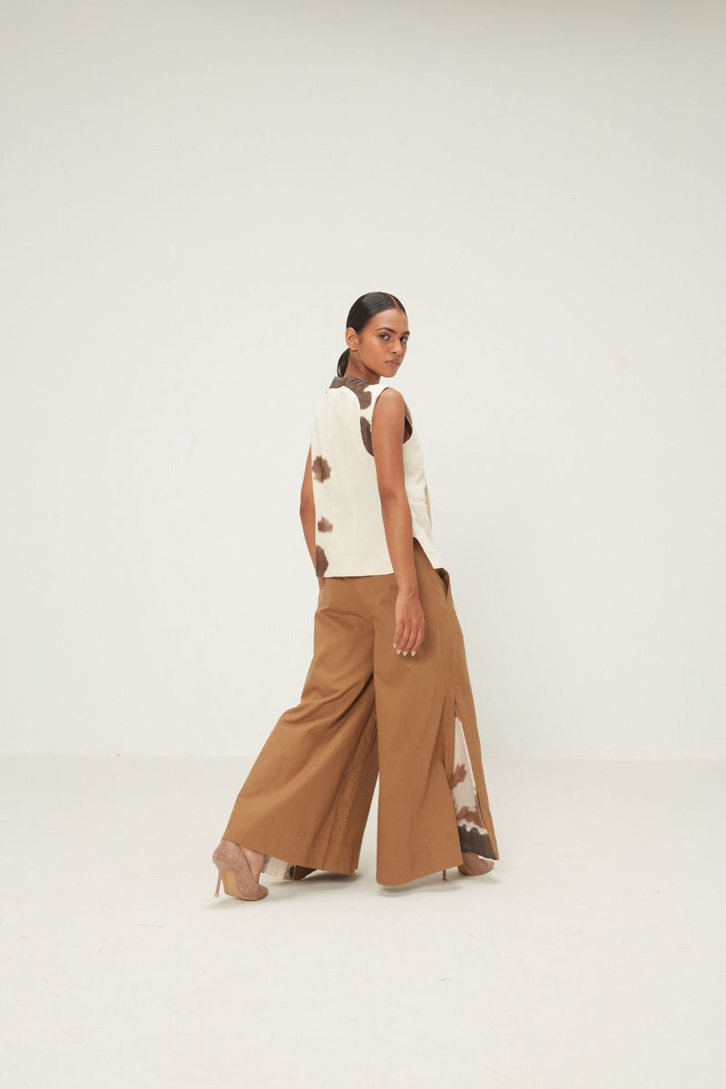 Earth Brown Pants twill by Khara Kapas in brown for women Worldwide