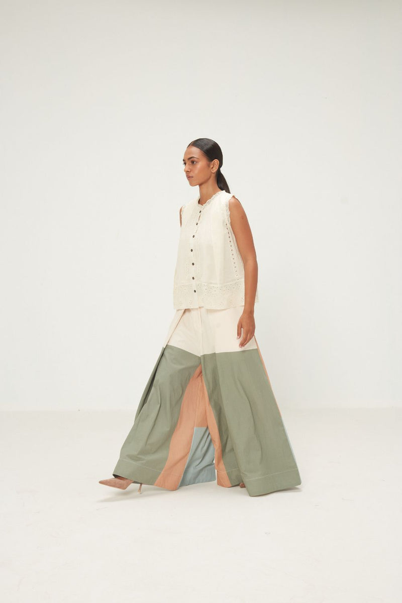 Teal Dune Pants poplin by Khara Kapas in multi for women Worldwide