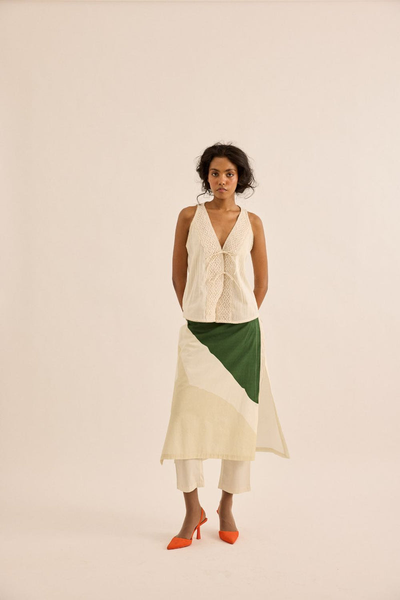 Spruce Skirt Trouser poplin by Khara Kapas in green for women Worldwide