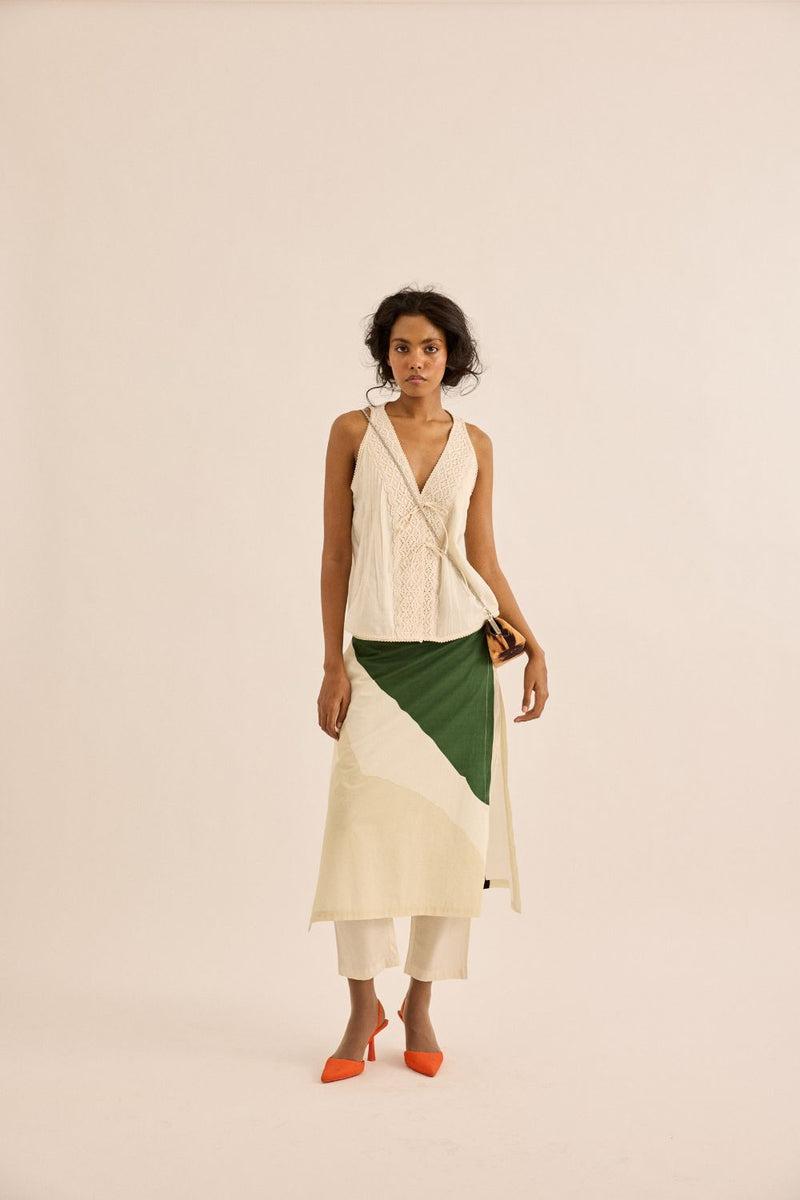 Spruce Skirt Trouser poplin by Khara Kapas in green for women Worldwide