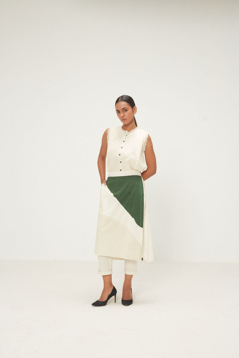 Spruce Skirt Trouser poplin by Khara Kapas in green for women Worldwide