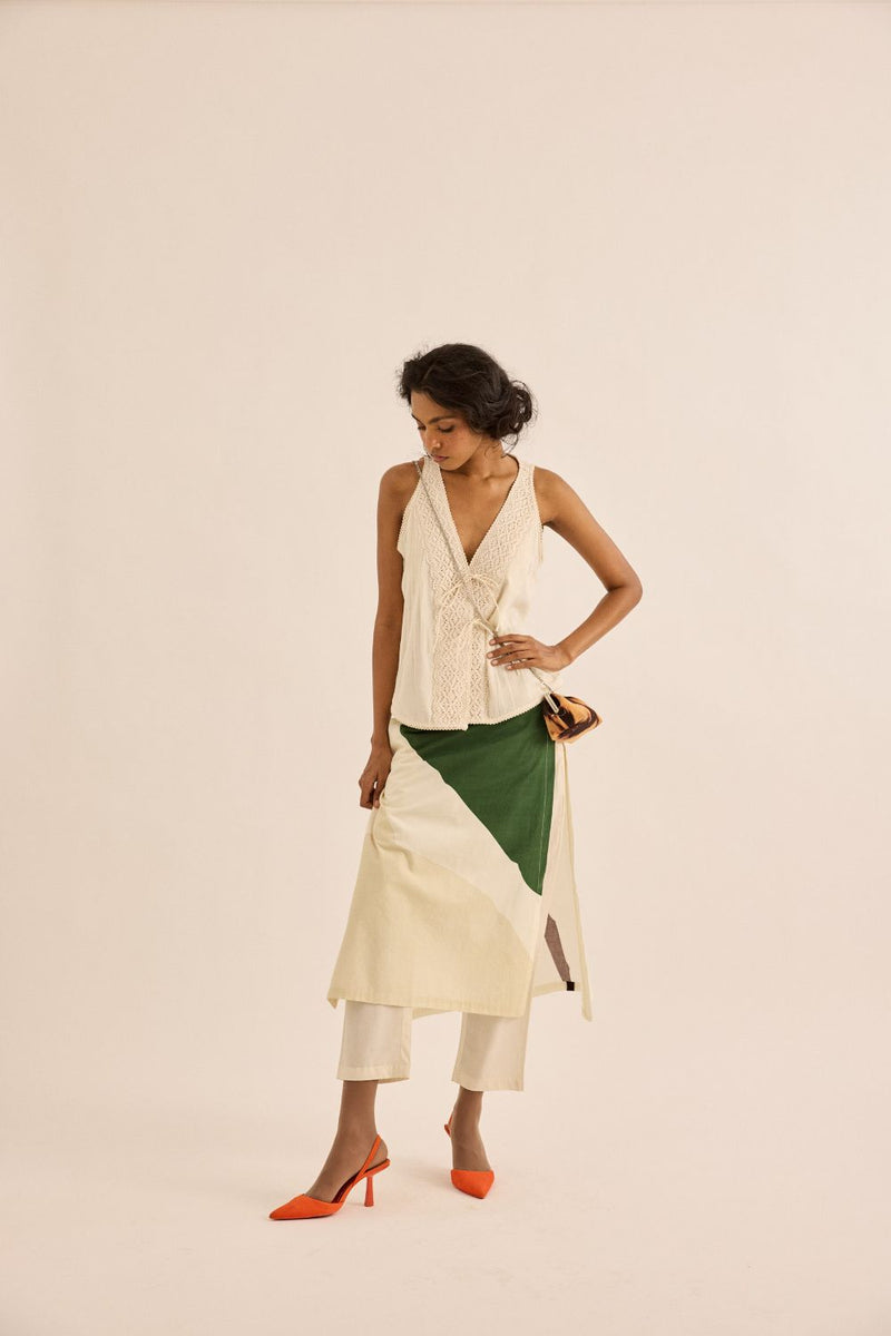 Spruce Skirt Trouser poplin by Khara Kapas in green for women Worldwide