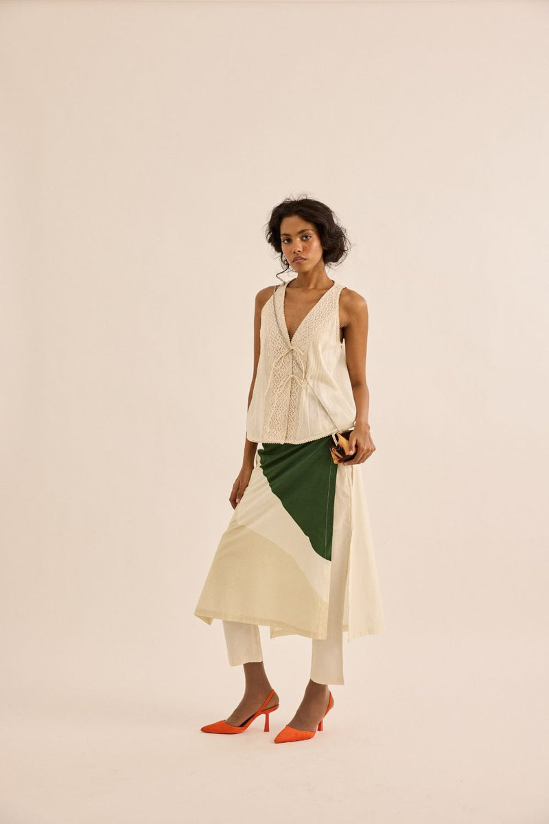 Spruce Skirt Trouser poplin by Khara Kapas in green for women Worldwide