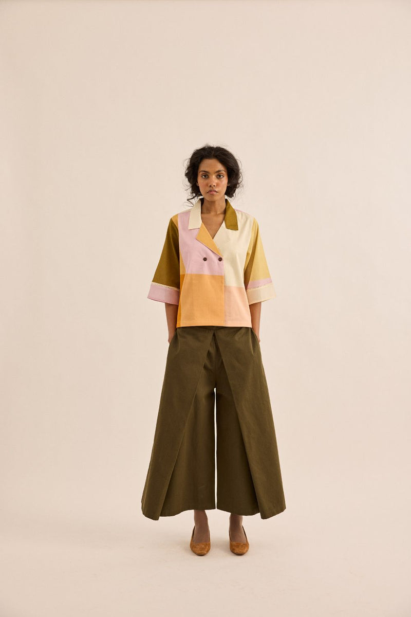 Fern Burn Pants twill by Khara Kapas in olive for women Worldwide