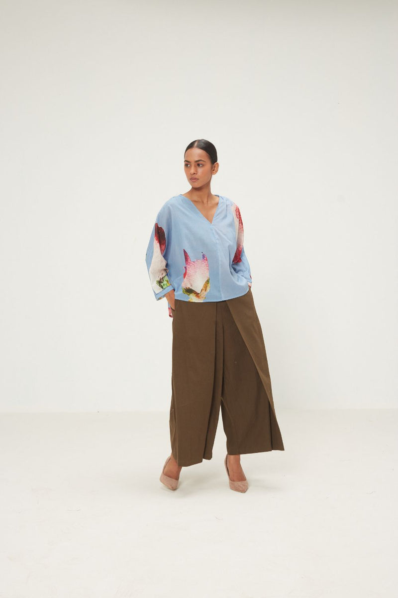 Fern Burn Pants twill by Khara Kapas in olive for women Worldwide