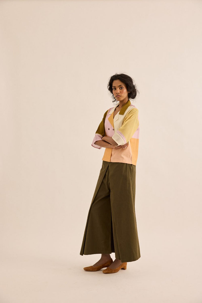 Fern Burn Pants twill by Khara Kapas in olive for women Worldwide
