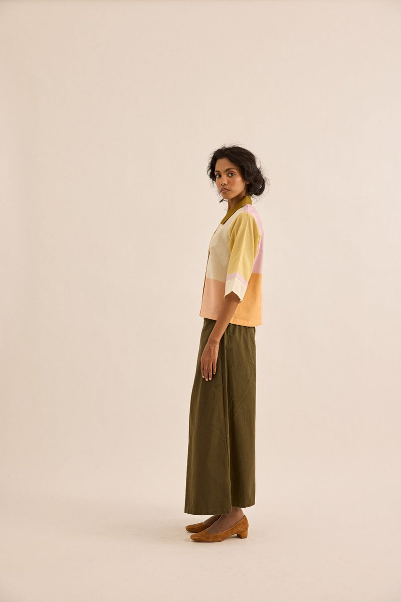 Fern Burn Pants twill by Khara Kapas in olive for women Worldwide