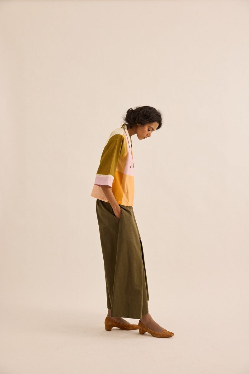 Fern Burn Pants twill by Khara Kapas in olive for women Worldwide