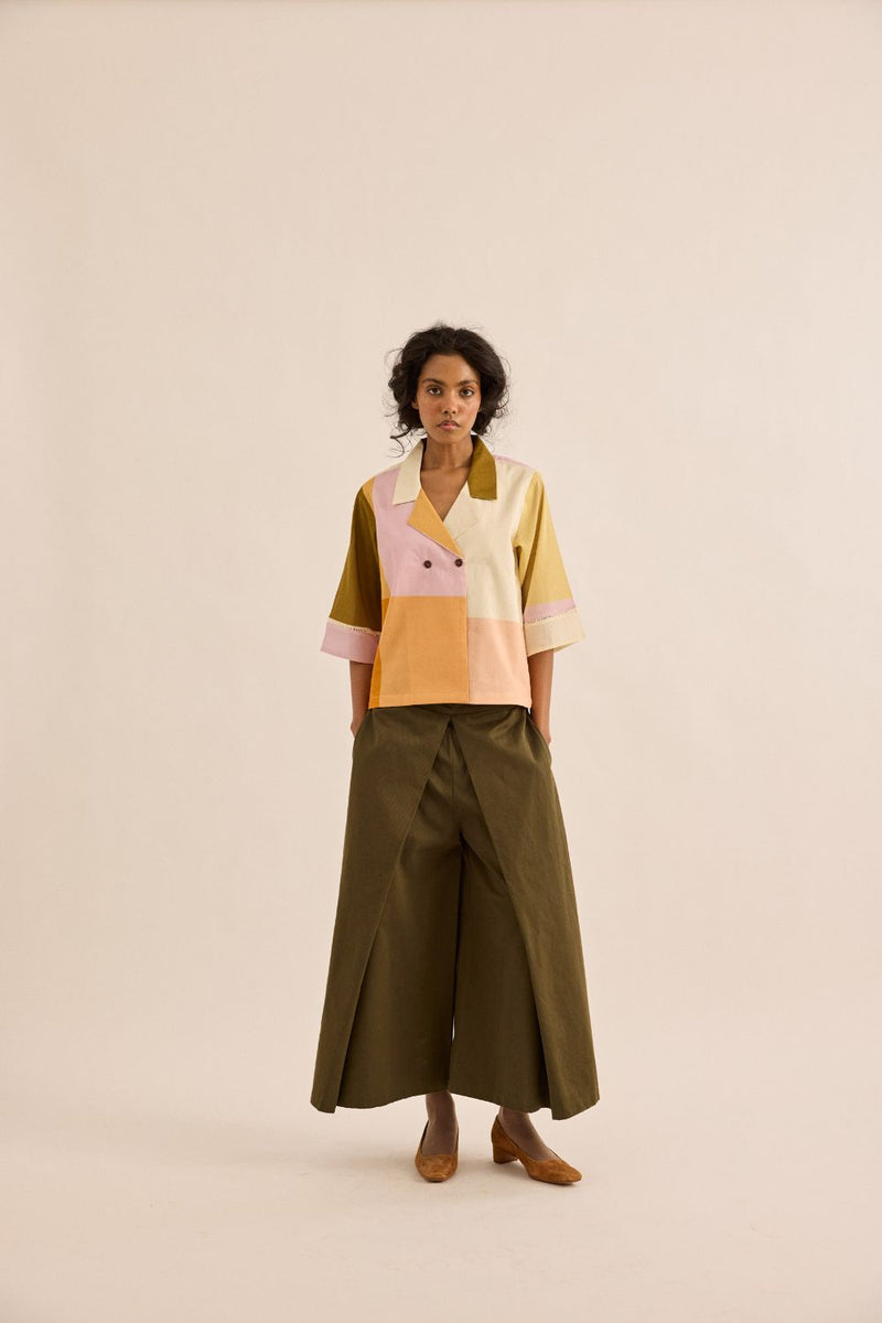 Fern Burn Pants twill by Khara Kapas in olive for women Worldwide