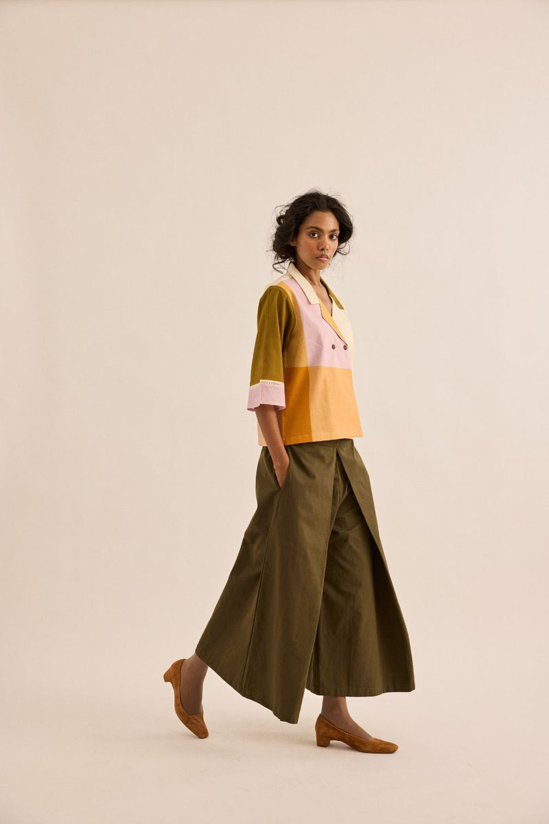 Fern Burn Pants twill by Khara Kapas in olive for women Worldwide