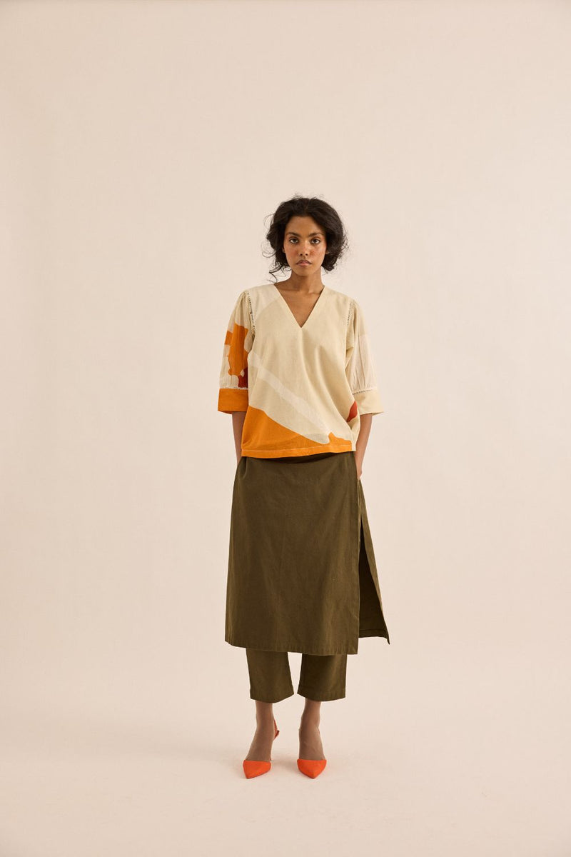Olive Dust Pants twill by Khara Kapas in olive for women Worldwide