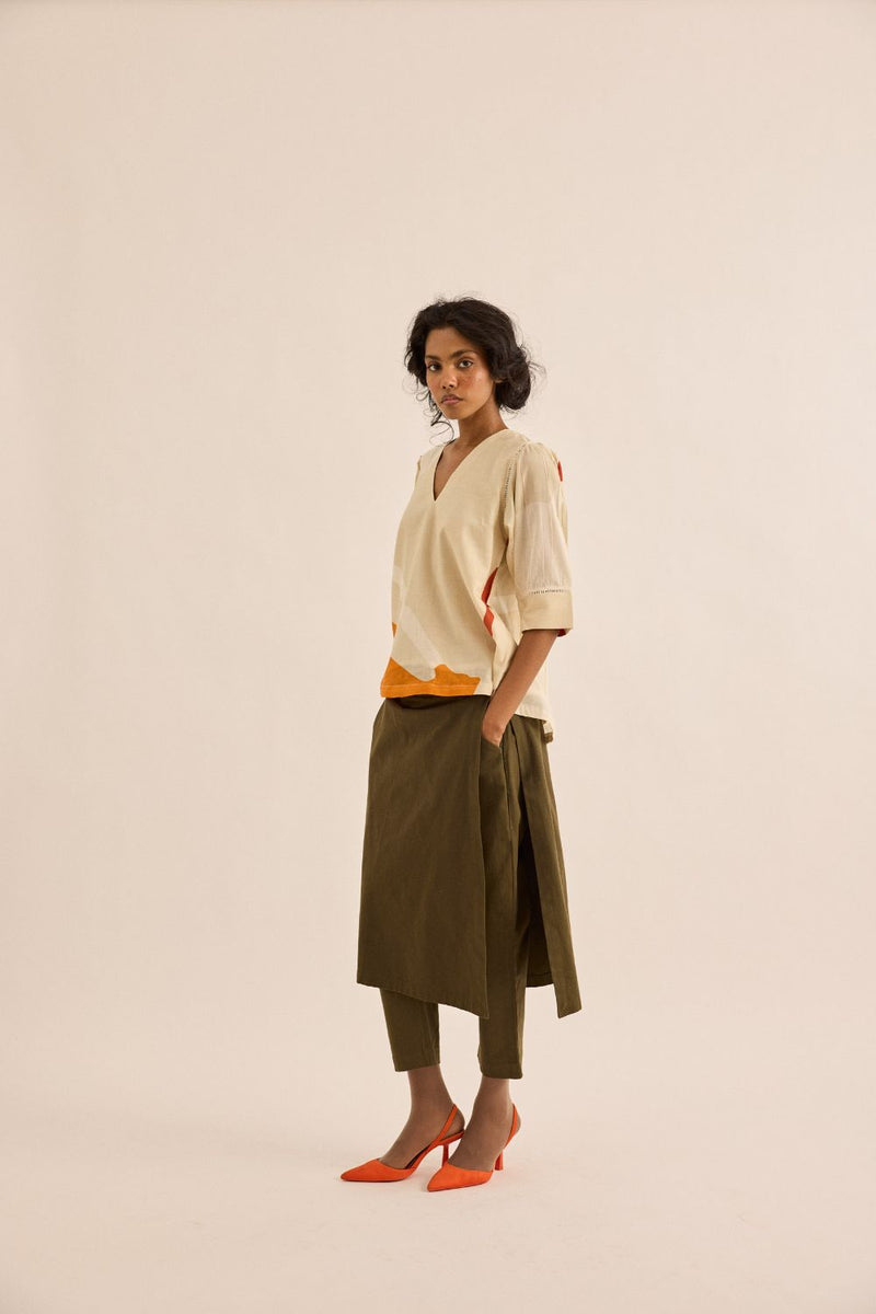 Olive Dust Pants twill by Khara Kapas in olive for women Worldwide