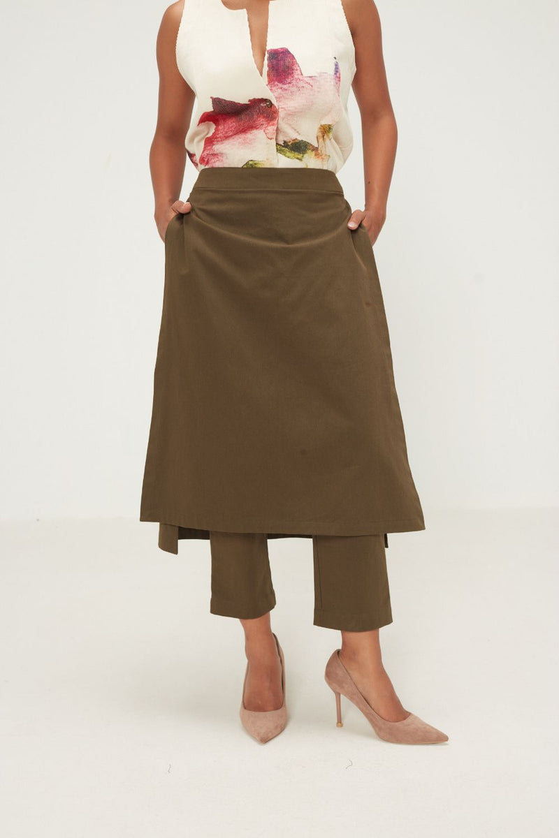 Olive Dust Pants twill by Khara Kapas in olive for women Worldwide