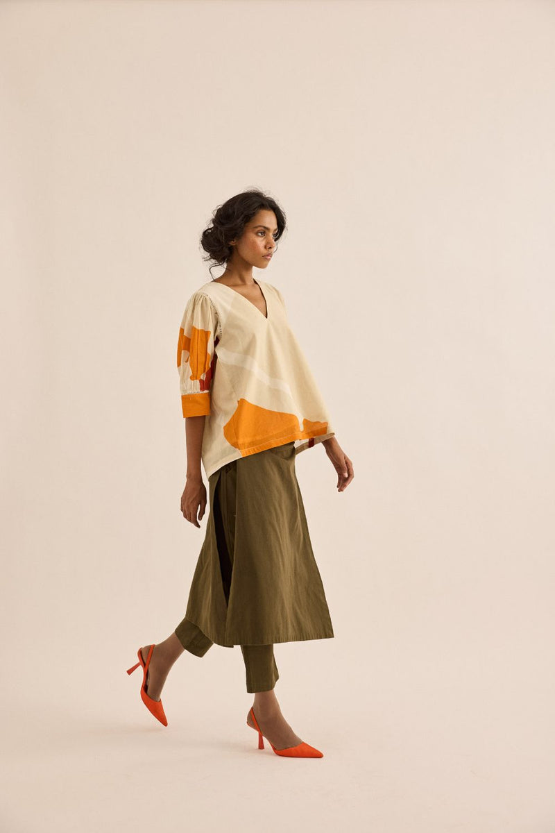 Olive Dust Pants twill by Khara Kapas in olive for women Worldwide
