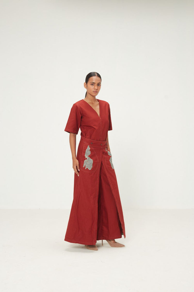 Maru Jumpsuit oxford by Khara Kapas in red for women Worldwide